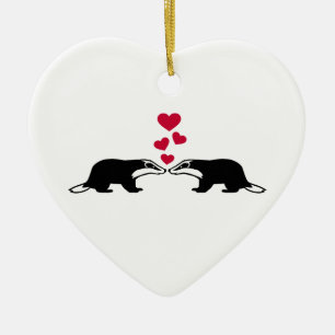 Ornamento De Cerâmica Corações do amor do texugo de mel