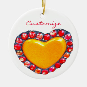 Ornamento De Cerâmica Corações Dourados Thunder_Cove