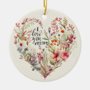 Ornamento De Cerâmica Corações E Flores dias de as mães