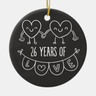 Ornamento De Cerâmica Corações Gift Chalk, 26 anos