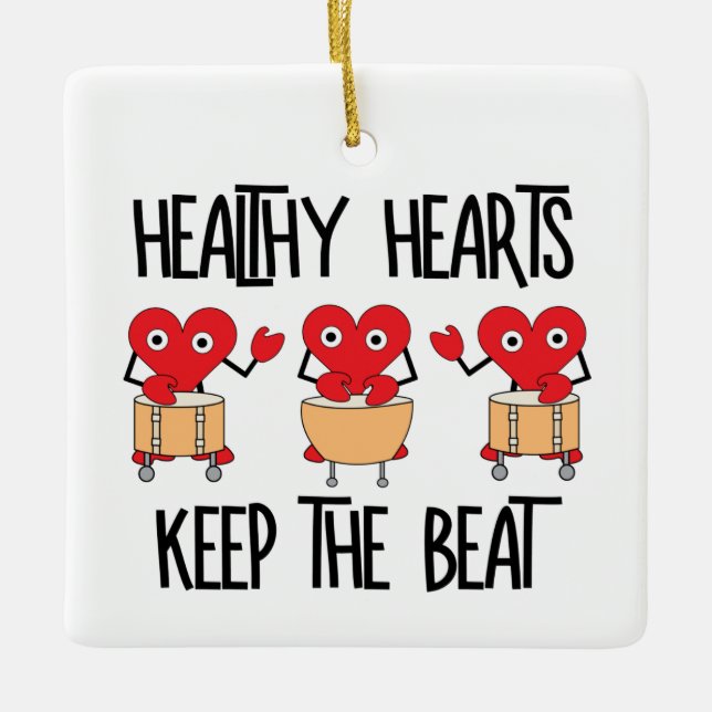 Ornamento De Cerâmica Corações Saudáveis (Frente)