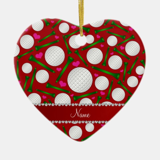 Ornamento De Cerâmica Corações vermelhos conhecidos personalizados das (Frente)