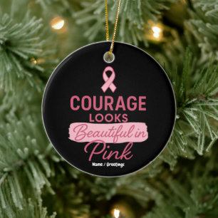 Ornamento De Cerâmica Coragem fica linda no Cancer rosa