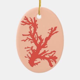 Ornamento De Cerâmica Coral Branch, Sombras de Coral Laranja
