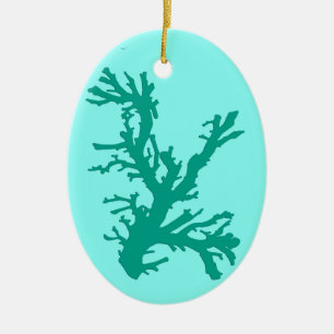 Ornamento De Cerâmica Coral Branch, Turquesa e Aqua
