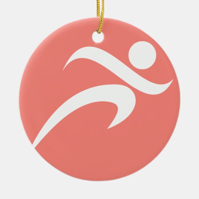 Ornamento De Cerâmica Coral Rosa Em Execução (Frente)