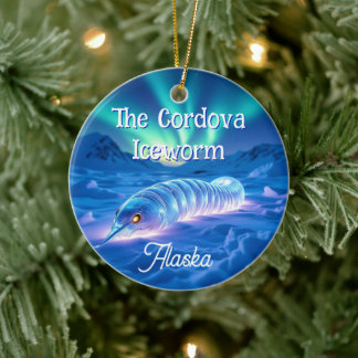Ornamento De Cerâmica Cordova Iceworm Alasca Críptido Mito Natal