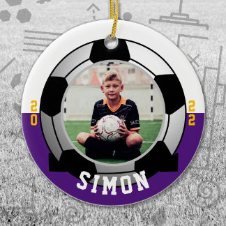 Ornamento De Cerâmica Cores da Equipe Branca de Futebol Roxo