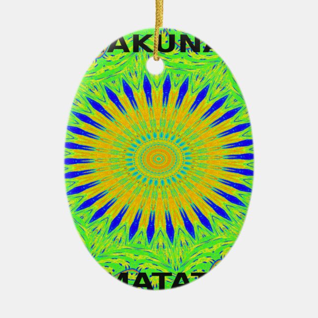 Ornamento De Cerâmica Cores do Tecido Tradicional Africano Verde ouro (Frente)