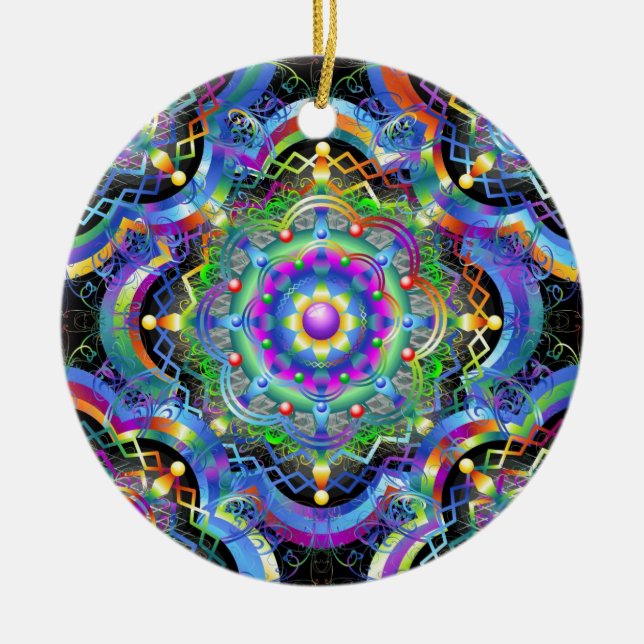 Ornamento De Cerâmica Cores do Universo Mandala (Frente)