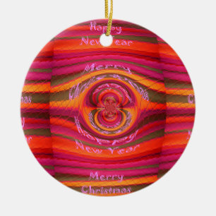 Ornamento De Cerâmica Cores Felizes Desenho de Feliz ano novo de Natal F