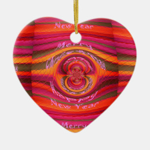Ornamento De Cerâmica Cores Felizes Desenho de Feliz ano novo de Natal F