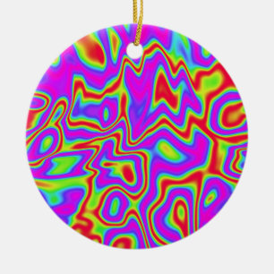 Ornamento De Cerâmica Cores Líquidas Psicodélicas Selvagens