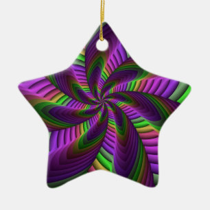 Ornamento De Cerâmica Cores Neon, Padrão De Arte Fractal E Colorida