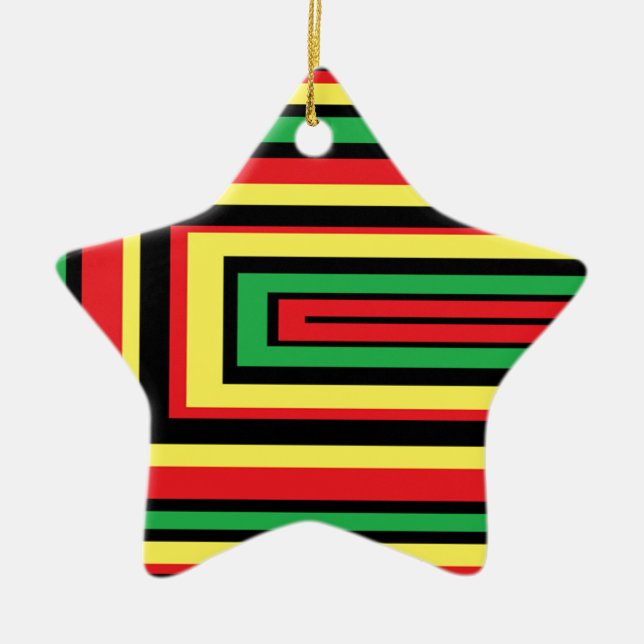 Ornamento De Cerâmica Cores rasta JAMAICA (Frente)