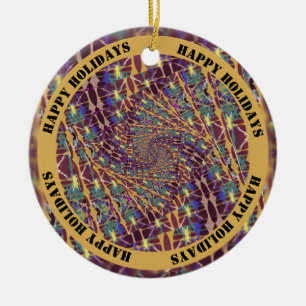 Ornamento De Cerâmica Cores torcidas do caleidoscópio - Texto personaliz