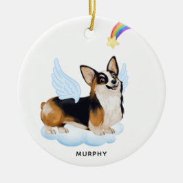 Ornamento De Cerâmica Corgi Angel Dog Personalizado Pet Loss Memorial