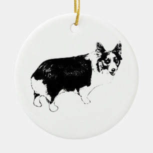 Ornamento De Cerâmica Corgi Brilhante na Árvore