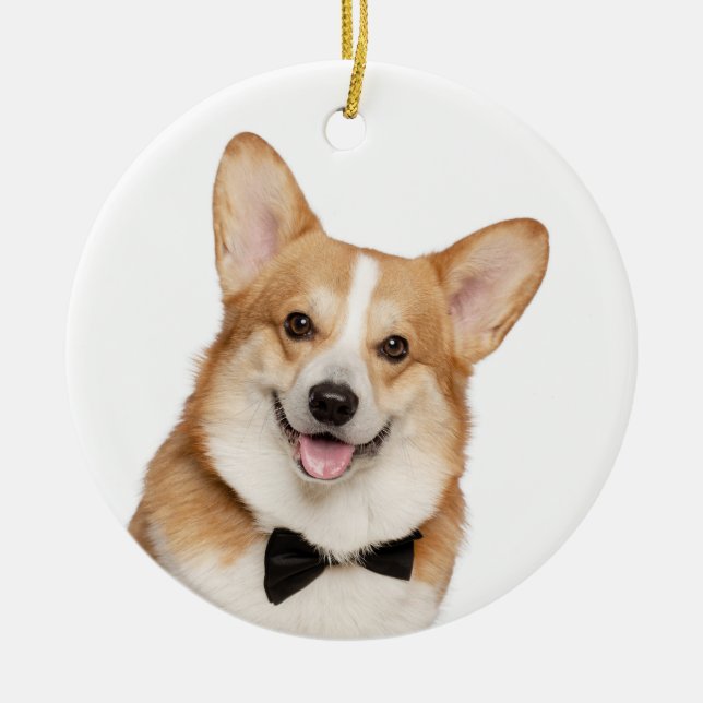 Ornamento De Cerâmica Corgi Christmas (Frente)
