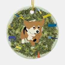 Corgi da agilidade da grinalda do Xmas
