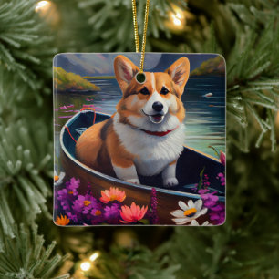 Ornamento De Cerâmica Corgi de Remo: Uma Aventura Cênica