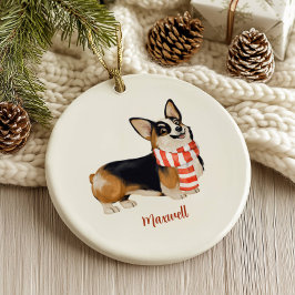 Ornamento De Cerâmica Corgi Dog Christmas