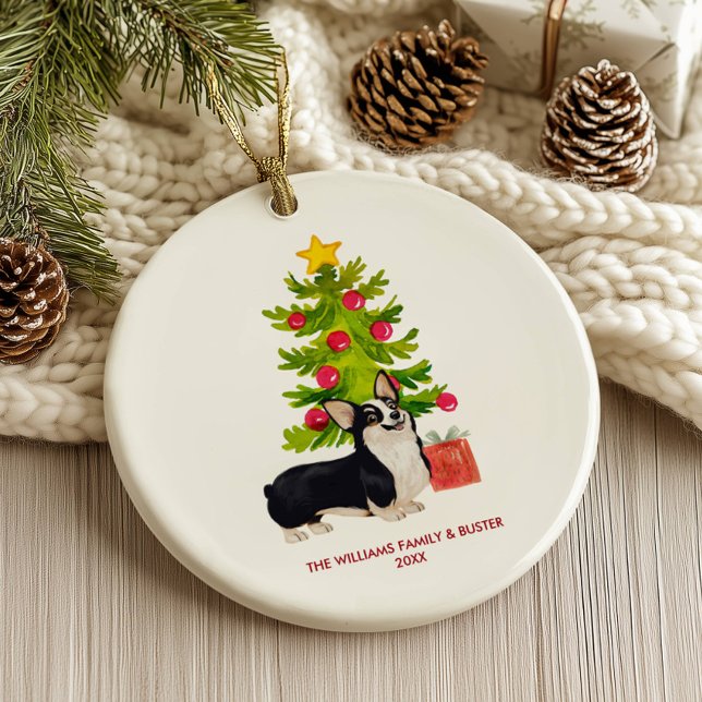 Ornamento De Cerâmica Corgi Dog Personalizado Natal (Criador carregado)