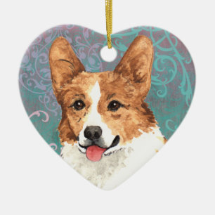 Ornamento De Cerâmica Corgi elegante de Galês do Pembroke