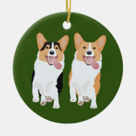 Ornamento De Cerâmica Corgi Friends