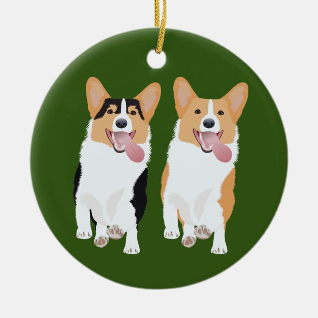 Ornamento De Cerâmica Corgi Friends (Frente)