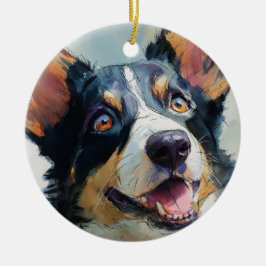 Ornamento De Cerâmica Corgi galês cardigan aquarela