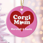Ornamento De Cerâmica Corgi Mãe Corgi Personalizado Bonito<br><div class="desc">Mãe de Corgi com uma bela silhueta de corgi para o O na mãe. Um Enfeites de natal fofo personalizado para uma mãe de corgi. Comprar isto para o seu dono de cachorro favorito e personalize com os nomes dos seus dois cachorros.</div>