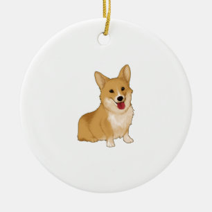 Ornamento De Cerâmica Corgi sorridente