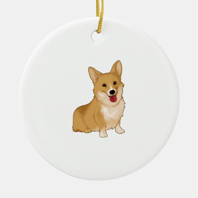 Ornamento De Cerâmica Corgi sorridente (Frente)