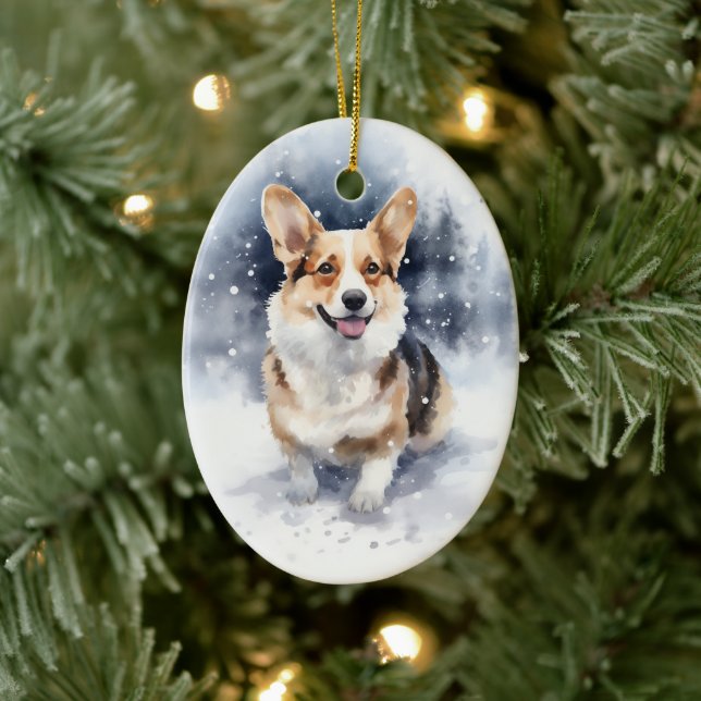 Ornamento De Cerâmica Corgi Winter Wonderland (Árvore)