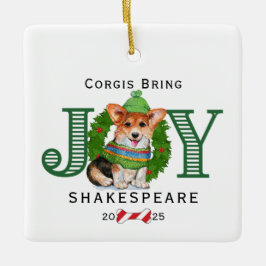 Ornamento De Cerâmica Corgis Traga Joy
