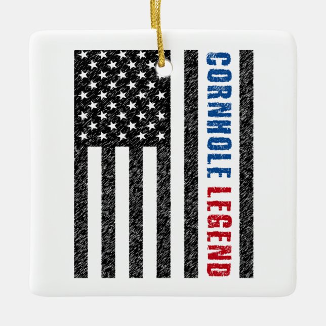 Ornamento De Cerâmica Cornhole Legend USA (Frente)
