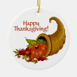 Ornamento De Cerâmica Cornucopia Happy Ação de Graças