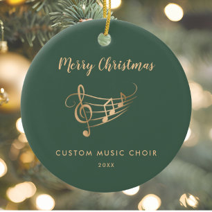 Ornamento De Cerâmica Coro Conjunto de Notas Musicais Douradas Natal Ele