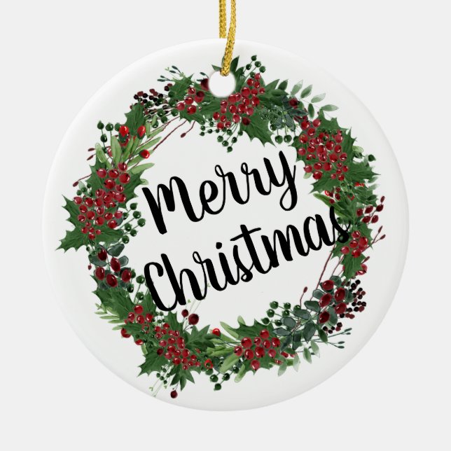Ornamento De Cerâmica Coroa de Natal (Frente)