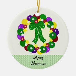 Ornamento De Cerâmica Coroa de Natal Colorida Festiva