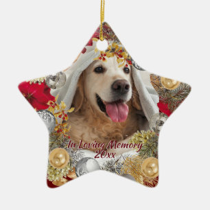 Ornamento De Cerâmica Coroa de Natal com FOTO PERSONALIZADA do PET FALEC