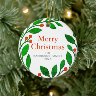 Ornamento De Cerâmica Coroa de Natal de Família Botânica 1 Foto