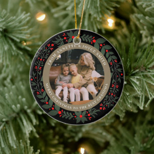 Ornamento De Cerâmica Coroa de Natal elegante da avó foto