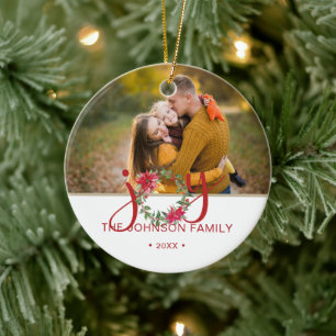 Ornamento De Cerâmica Coroa de Natal em Aquarela JOY Foto