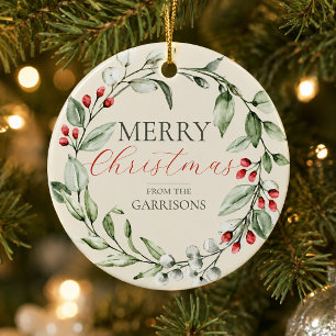 Ornamento De Cerâmica Coroa de Natal Feliz Natal Sem-Foto