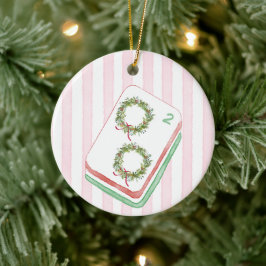 Ornamento De Cerâmica Coroa de Natal Mahj-y Mahjong