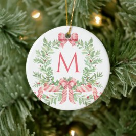 Ornamento De Cerâmica Coroa de Natal Monograma