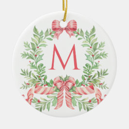 Ornamento De Cerâmica Coroa de Natal Monograma