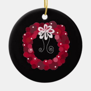 Ornamento De Cerâmica Coroa de Natal Vermelha Elegante